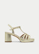 SANDALIA DORADA PLATAFORMA TACÓN ANCHO