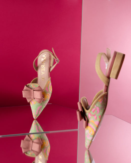 Slingback ballerina with pink bow