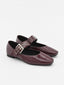 Ballerine Bordeaux con Borchie e Chiusura a Fibbia.