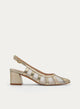SCARPA SENZA RETRO PERLA CON TULLE E TACCO MEDIO.