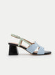 PASTEL BLUE SANDAL WITH GEOMETRIC BLACK HEEL