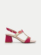 SANDALIA TACÓN ANCHO ROSA Y FUCSIA MULTICOLOR