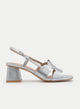 SANDALIA PLATEADA CON TACÓN GEOMÉTRICO