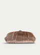 Clutch taupe in velluto arricciato per feste.