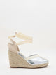 Silver wedge espadrilles with ribbons