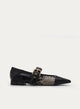 ZAPATO TACÓN BAJO NEGRO EFECTO SERPIENTE HEBILLA