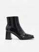 Black square heeled ankle boots