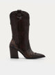 BOTA COWBOY MARRÓN EFECTO SERPIENTE TACÓN ALTO