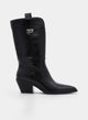 BOTA COWBOY NEGRO TACÓN MEDIO PUNTA FINA