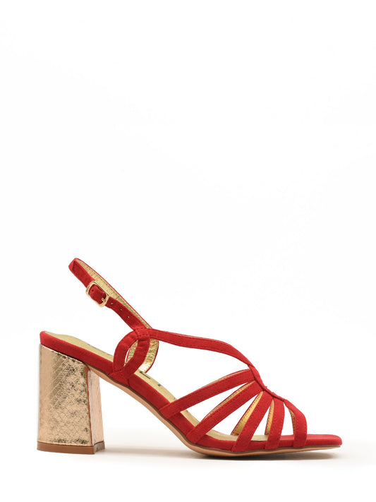 Red square heel sandal