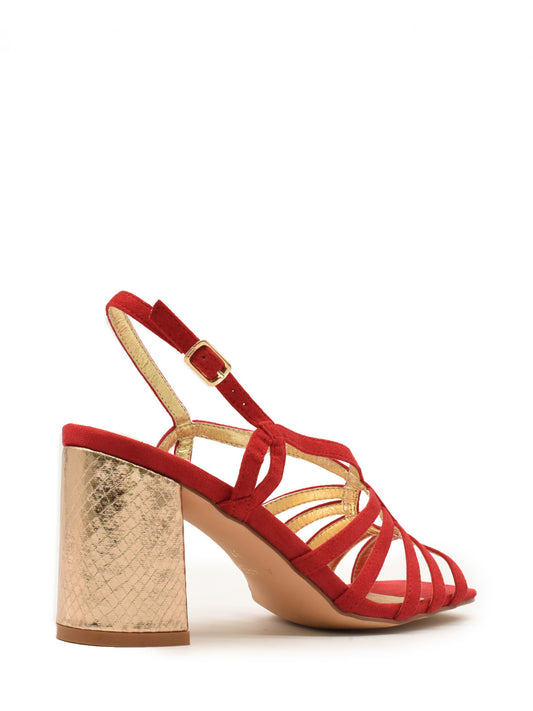 Red square heel sandal