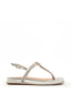 Sandalia plana color plata metalizada con strass