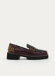 MOCASÍN NEGRO BURDEOS ANIMAL PRINT SUELA TRACK