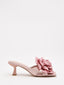 Mules de Tacón Rosa Satinado con Flor