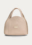 Beige raffia bag with semicircular design