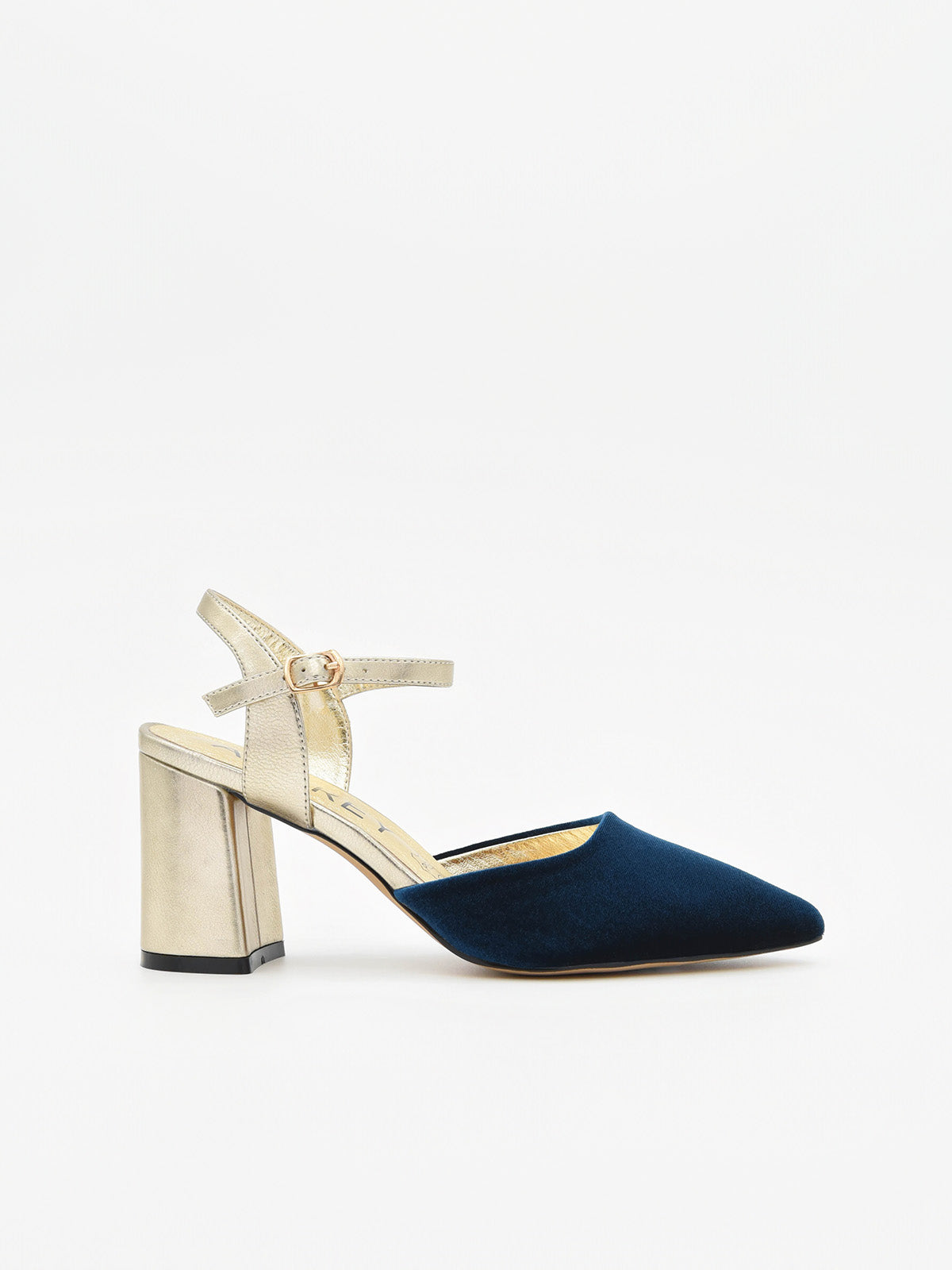 Terciopelo Mule Azul Marino Zapato De Terciopelo Marino Y Tacón