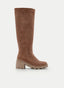 BOTA TAUPE ALTA CON TACÓN BLOQUE Y SUELA TRACK