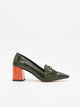 Zapato Verde con Tacón Naranja
