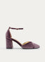 ZAPATOS DE SALÓN DE TERCIOPELO MALVA CON CORREA