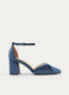 ZAPATOS DE SALÓN DE TERCIOPELO GRIS CON CORREA