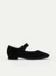 Black Velvet Flat Mary Jane with Buckle.