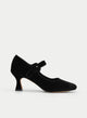 ZAPATO MERCEDITAS DE TERCIOPELO NEGRO TACÓN MEDIO