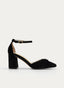 ZAPATOS DE SALÓN DE TERCIOPELO NEGRO CON CORREA AL TOBILLO