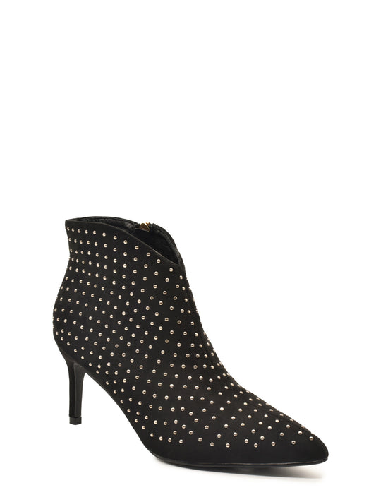 Black ankle boots with suede finish and studs