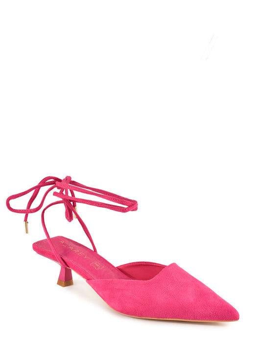 Slingback shoe with straps in fuchsia