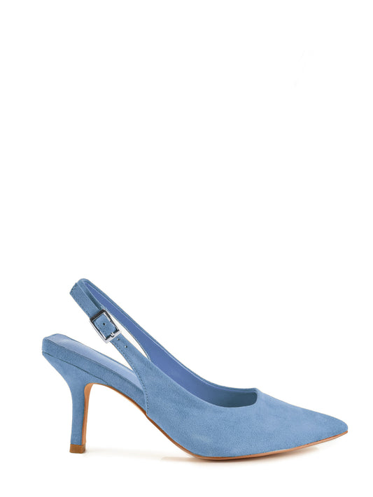 Zapato de salón destalonado en color azul