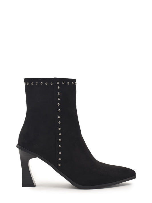 Black ankle boots with rivets and high heel