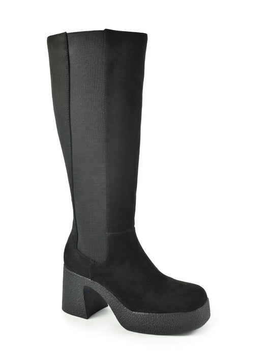 Black high boot with crepe sole