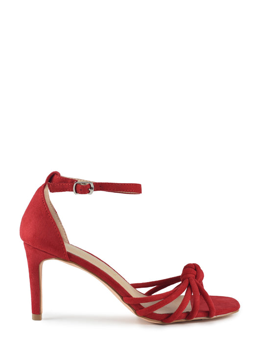 Sandalo rosso con tacco sottile da donna