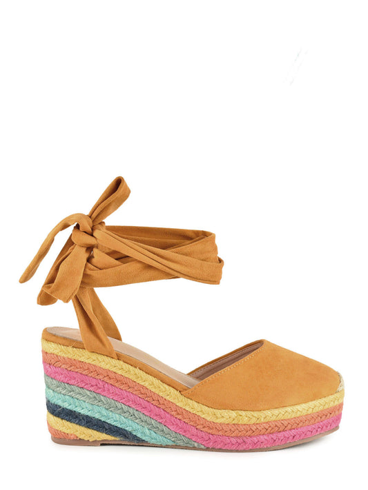 Multicolored slingback wedge with handle