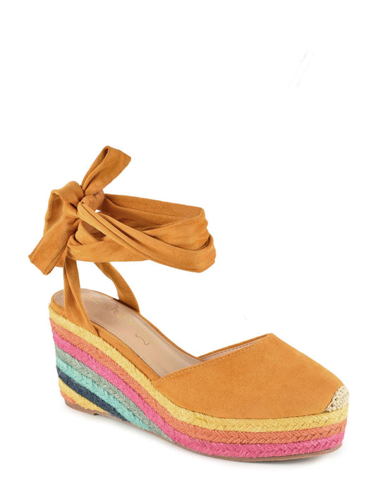 Multicolored slingback wedge with handle