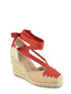 Taupe and red jute wedge