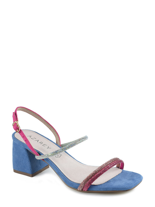Multicolored rhinestone sandal in blue
