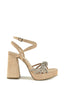 Sandal Taupe com nó Strass e Platform