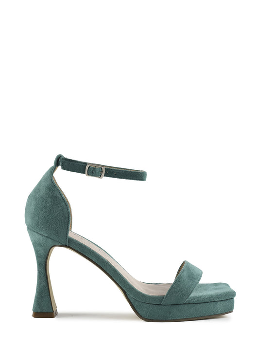 Green high-heeled platform sandals