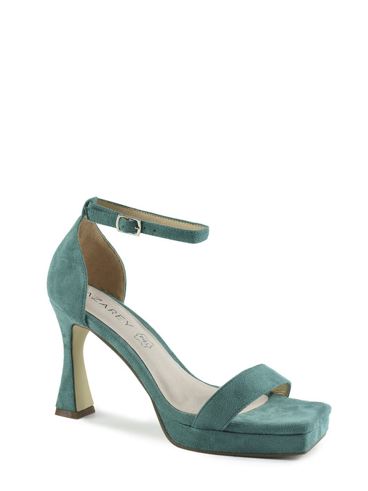 Green high-heeled platform sandals