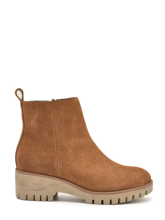 Leather-colored leather ankle boots