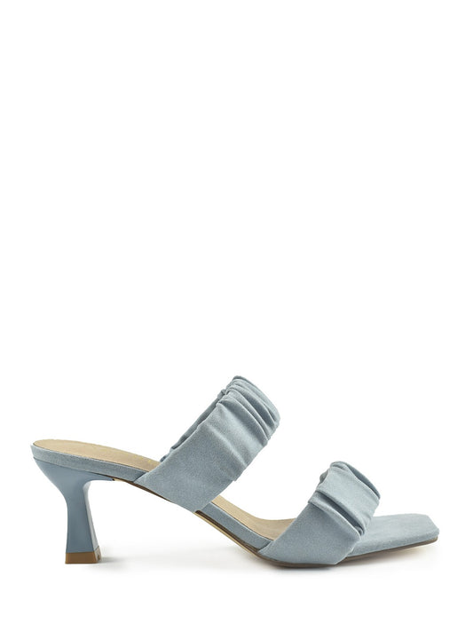 Light blue sandal with thin heel and two straps
