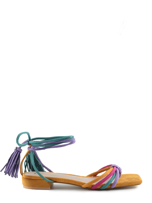 Flat mango sandal with interlocking straps
