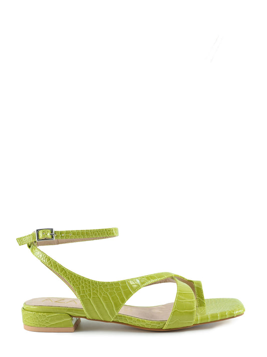 Lime flat sandal with coconut print