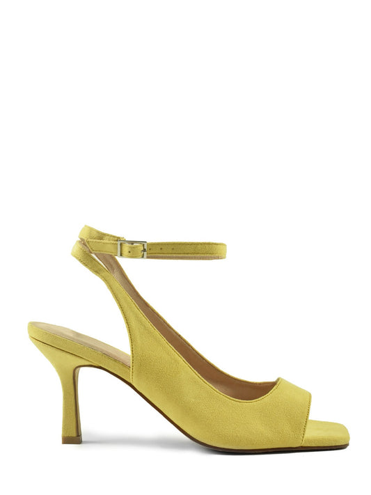 Sandalo giallo con tacco con cinturino e tacco slingback