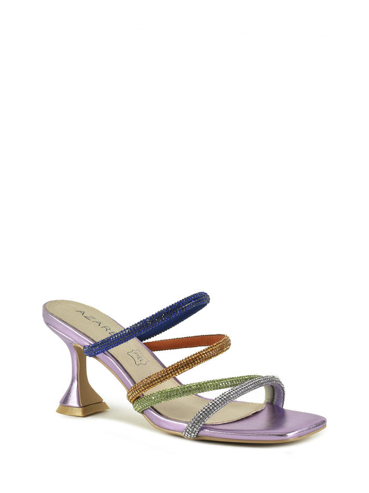 Strappy sandal with multicolored rhinestones