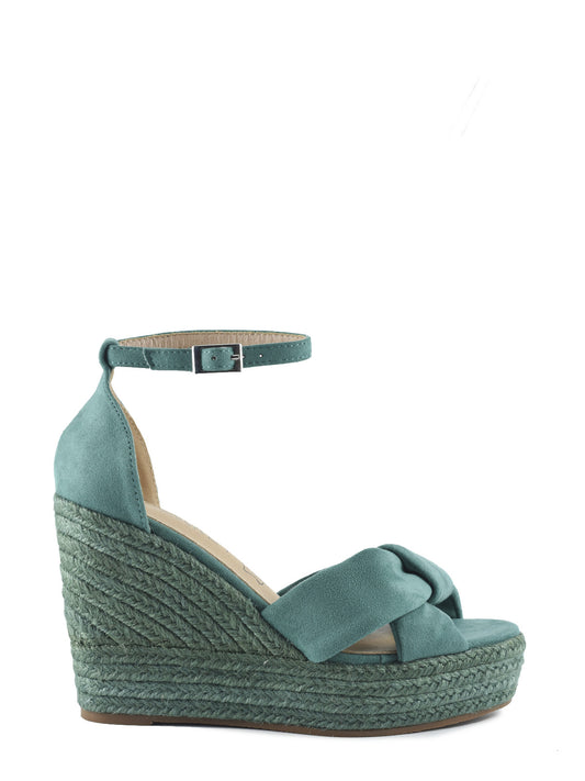 Jute wedge with knot in green