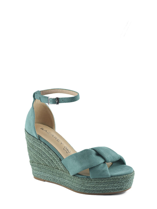 Jute wedge with knot in green